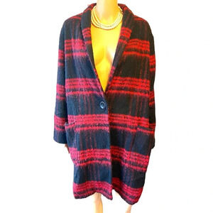 melting stockholm wool blend plaid cozy cardigan jacket women size XS-XL Pockets
